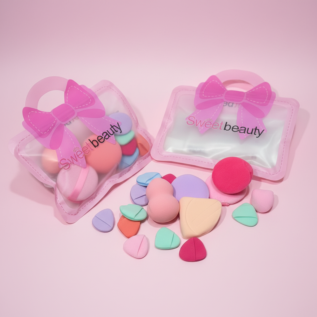 Set de Esponjas Sweet Beauty Beauty Blender y Mini Corazones - Fondo Rosado