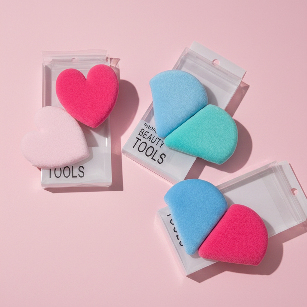 Esponjas Corazón Professional Beauty Tools Set x2 - Fondo Rosado