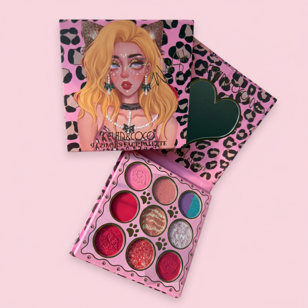 Paleta 9 Colores Kevin & Coco Face Palette - fondo rosado